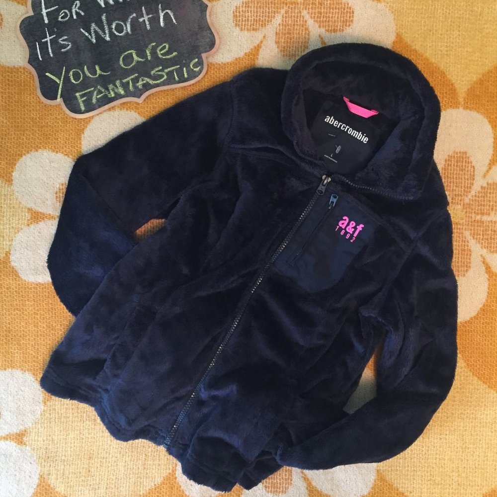 Abercrombie & Fitch Kids Sherpa-Lined Full-Zip Jacket – Navy Blue